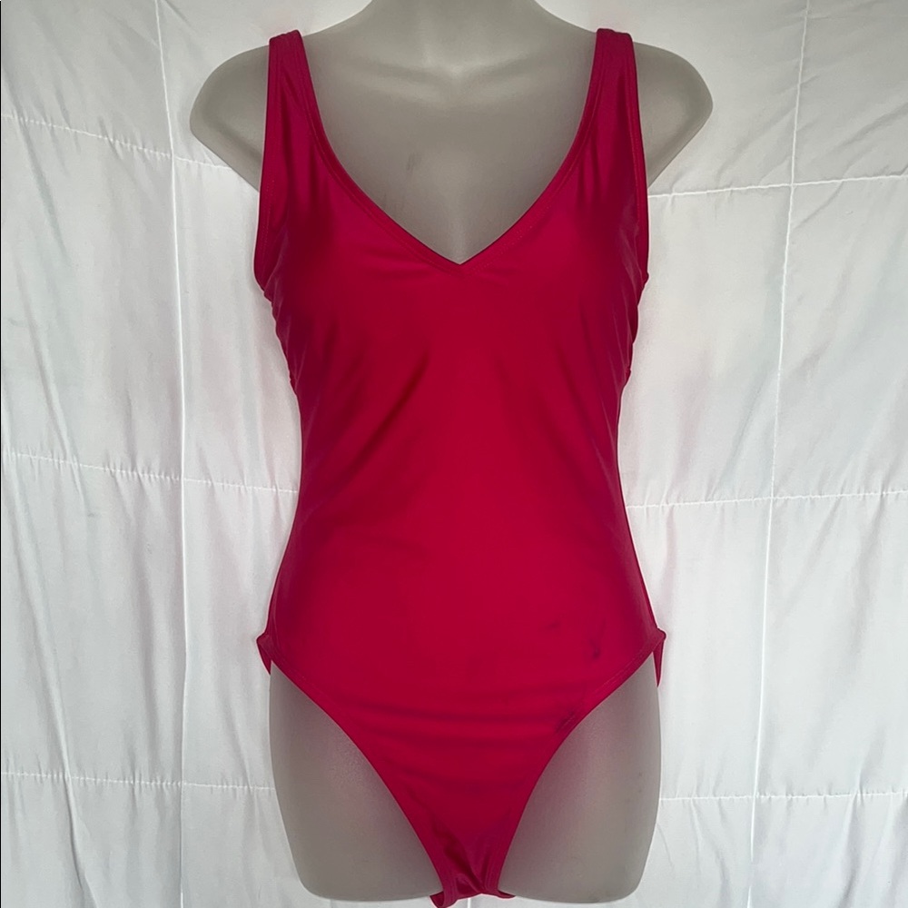 Coppersuit Pink Women's Large Solid Lace Up Tummy Control One Piece Swimsuit